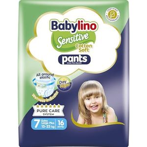 Babylino Sensitive Cotton Soft Luiers Slipje Maat 7, Pants XL Plus (15-25 kg), 16 stuks