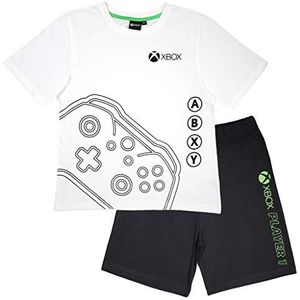Xbox-controller korte pyjamaset, kinderen, 5-14 jaar, wit/zwart, officiële merchandise, wit/zwart, 8-9 jaar