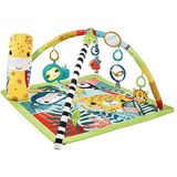 ​Fisher-Price 3-in-1 Babygym, speelmat, voor baby tot peuter, met 5 ontwikkelingsgerichte speeltjes met lichtjes en geluidjes en verstelbare boog, Regenwoud, HJW08