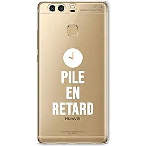 Zokko Beschermhoes voor Huawei P9 Plus, batterij in vertraging, zacht, transparant, witte inkt.