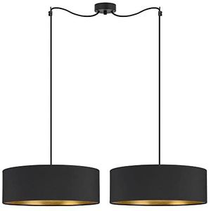 Sotto Luce Akai glamour hanglamp - antraciet/gouden stof - 1,5 m stofkabel - zwarte stalen plafondroos - 2 x E27 lamphouders - ø 45 cm
