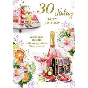Express Yourself"" Verjaardagskaart voor leeftijd 30 Vrouw - Inclusief Envelop - Luxe Glas en Champagne Design