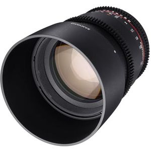 Samyang 7818 1,5/85 mm lens video DSLR II MFT handmatige focus videolens 0,8 tandwiel tandwiel versnelling, portretlens zwart