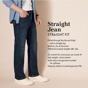 Amazon Essentials Straight-Fit Stretch Jeans,Indigo Wassen,29W / 34L