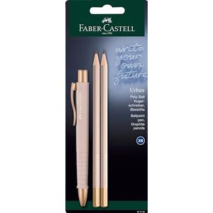 Faber-Castell 241123 - schrijfset pale rose, met balpen Poly Ball Urban en 2 potloden Urban