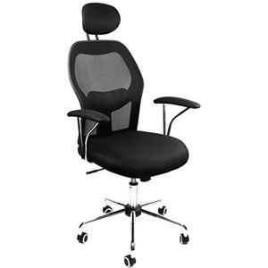 Kangaro K-850050 Executive stoel zithoogteverstelling stoffen bekleding. Hoge rugleuning, kunststof, metaal, zwart, 6,2x3,2x6,4 cm