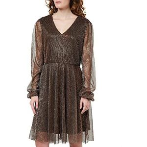 ONLY Dames ONLFALLON LS V-hals jurk WVN CS jurk, Zwart/Detail:Brons Lurex, S