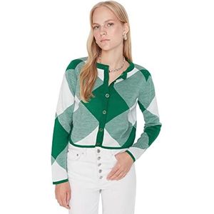 Trendyol Vrouwen Vrouw Regular Standaard Ronde Hals Knitwear Vest Trui, Groen, M