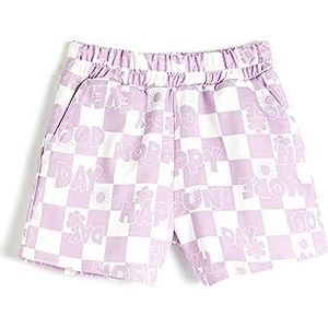 Koton Girls's elastische tailleband zakken bedrukte shorts, Paars design (3d7), 11-12 Jaar