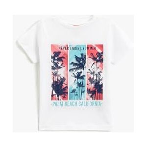 Koton Baybboys T-shirt met korte mouwen en ronde hals, Wit (000), 9-12 Maanden