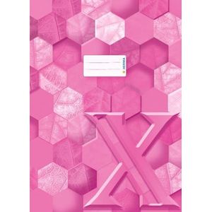 HERMA 20095 schriftomslag A4 karton roze, 10 stuks, veredelde schrifthoes met tekstveld van stevig en extra sterk papier, nietbeschermers met zeshoekig patroon, motief voor schoolschriften, gekleurd