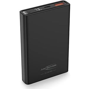 ANSMANN Mini powerbank 22,5 W PB222PD (1st) - Kleine externe batterij met een capaciteit van 10.000 mAh - Back-up batterij met USB-A en USB-C poorten, ideaal voor smartphone, GPS, etc. - Zwart