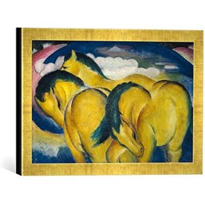 Ingelijste afbeelding van Franz Marc De kleine gele paarden, kunstdruk in hoogwaardige handgemaakte fotolijst, 40 x 30 cm, Gold Raya