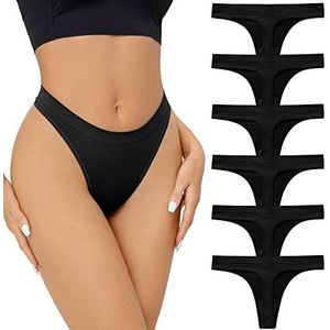 SHARICCA Seamless Thongs for Women Sexy Breathable No Show Thong Underwear Women Multiple Pack, M, 6P04