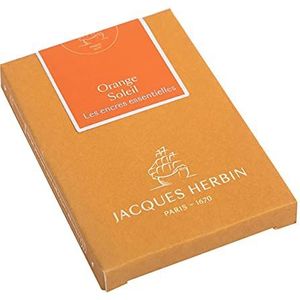 Jacques Herbin 11057JT inktpatronen, 7 grote patronen, internationale maten, voor vulpennen en rollerbalpen, zonneoranje