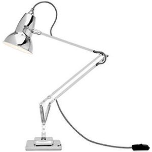 Anglepoise Duo1227 bureaulamp, wit/zwart gevlochten kabel, licht chroom