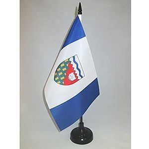 Northwest Territories Table Vlag 14x21 cm - Canada - Canadese Northwest Territorian Desk Vlag 21 x 14 cm - Zwarte plastic stok en basis - AZ FLAG