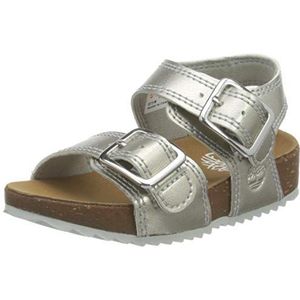 Timberland Castle Island Sandalen met 2 riempjes voor kinderen, uniseks, Silver metallic, 22 EU