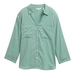 TOM TAILOR Hemdblouse voor dames met linnengehalte, 13010 - Faded Green, 36