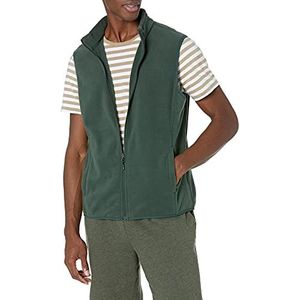 Amazon Essentials Polar fleece vest met volledige rits voor heren (verkrijgbaar in groot en lang), bosgroen, S