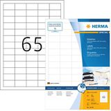 HERMA 10778 Universele etiketten voor inkjetprinters, 80 vellen, 38,1 x 21,2 mm, 65 per A4-vellen, 5200 stuks, zelfklevend, bedrukbaar, mat, blanco zelfklevende etiketten, stickers voor