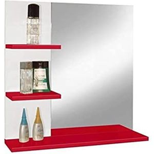 Berlioz Creations Meubels met spiegel, MDF, rood, 60 x 16 x 60 cm