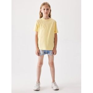 LTB Jeans T-shirt voor meisjes Tocele Pull-On T-shirt met LTB-print, korte mouwen, ronde hals, 100% katoen in geel, maat 116 cm, Pale Banana 12967, 116 cm