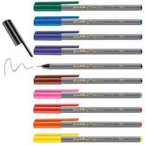 edding 55 fineliner - set met 10 heldere kleuren - punt 0,3 mm - kleurstift om te schrijven, kleuren, accentueren, illustreren - voor kinderen en volwassenen, school, thuiswerkplek, kantoor