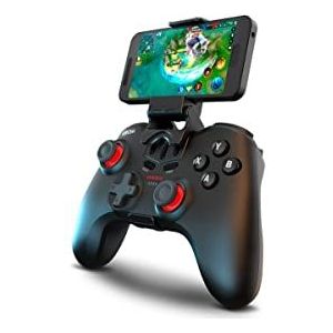 KROM KENZO – Draadloze competitieve gamepad met smartphonehouder, 15 configureerbare knoppen, Bluetooth 5.0 verbinding en USB Type-C kabel, compatibel met PC, PS3, PS4, Nintendo Switch, Android en iOS, zwart
