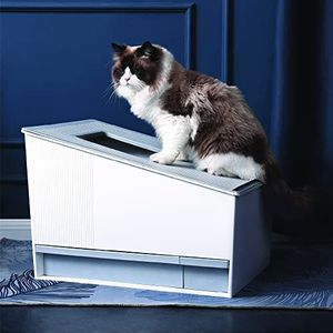 HONEY CARE Zelfreinigende kattenbakken, automatische kattenbak voor meerdere katten, APP & Alexa Voice System Smart Secure Control, mat wit