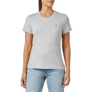 GANT Reg Shield Ss T-shirt voor dames, lichtgrijs gem., L