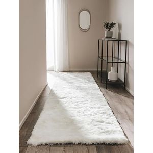 benuta Shaggy Hoogpolig Whisper loper wit 80x300 cm | langpolig slaapkamer en woonkamer tapijt, kunstvezel