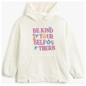 Koton Oversized hoodie voor meisjes met lange mouwen, ecru(010), 7-8 Jahre