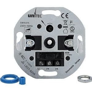 UNITEC Voor ledlampen met 3 tot 60 W en ohmse en inductieve belastingen van 7 tot 110 W, met druk-wisselschakelaar en schroefklemmen, dimmer, zilver