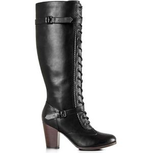 Joe Browns Dames PU hoge veterlaarzen kniehoog, zwart, 4 UK, Zwart, 37 EU