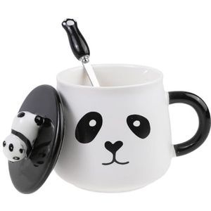 lachineuse PANDA COLLECTION mok – FUNNY Panda – met deksel en lepel – inhoud: