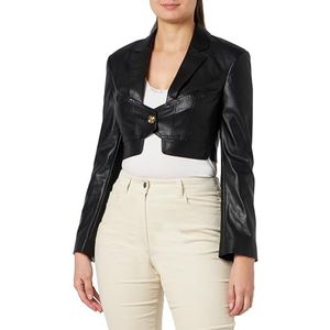 Pinko Huntik Spencer kunstleren blazer casual dames, Z99_Zwart Sedan, 44 NL