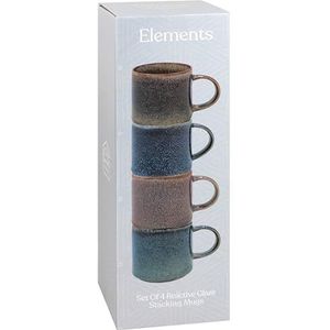 Lesser & Pavey Elements Reactive Glaze Stack Mokken Set van 4 Keuken & Thuis | Stijlvolle Servies Mokken Set van 4 voor elke gelegenheid | Mooie koffiekopset voor heren, geschenken en