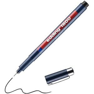 edding 1800 precisiefineliner - zwart - 1 stift - lijnbreedte 0,25 mm - fineliner om precies te schrijven en schetsen - fijne, in metaal gevatte punt - geschikt voor liniaal en sjablonen