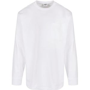 Urban Classics Heren T-shirt met lange mouwen, met borstzak, zware stof, zware oversized pocket longsleeve, verkrijgbaar in 4 kleuren, maten XS - 5XL, wit, L