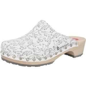 Berkemann Metro-Toeffler houten schoen voor dames, zwart, wit, 41.5 EU