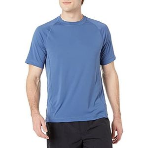 Amazon Essentials Men's Sneldrogend zwemshirt met korte mouwen (UPF 50), Blauw, M