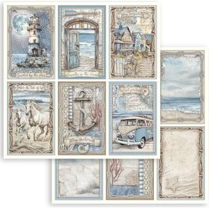Stamperia - Scrapbook Sheets for Scrapbooks, Albums, Card Making, Bullet Journals and More, Acid Free, Double-Sided, Perfect for Crafts and Gifting (Silent Sea, 6 Cards) (30.5 x 31.5cm)