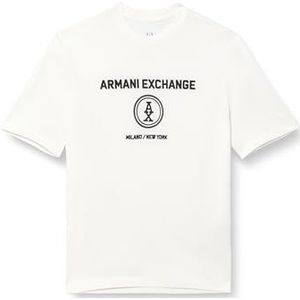 Armani Exchange Heren The Grid, Sustainable, geborduurd logo aan de voorkant, off-white, XS