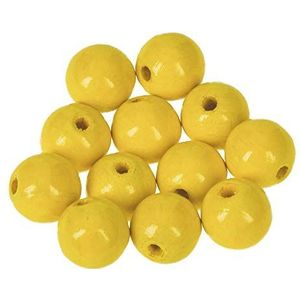 Houten kralen geel 14 mm, 18 stuks, Efco
