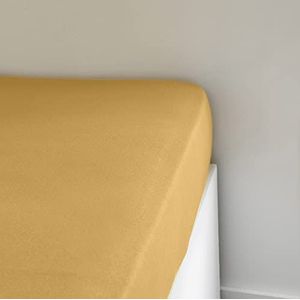 TODAY Essential - Hoeslaken, 90 x 190 cm, voor eenpersoonsbed, jersey, 100% katoen, effen, oker