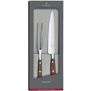 Victorinox Grand Maître, trancheerset, 2-delig, extra scherp lemmet, met elegant houten handvat, roestvrij staal, bruin