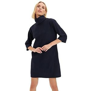 TRENDYOL Vrouw Mini Shift Oversize gebreide jurk, marineblauw, S