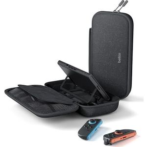 Belkin Gaming Nintendo Switch 2 Beschermhoes met verwijderbare 10000mAh power bank, Draagtas lcd-display, snel opladen met 20W, Nintendo Switch oplader met houder voor AirTag en spelletjes - Antraciet