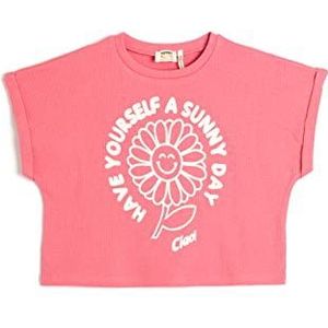 Koton Girls Crop T-shirt, oversized, korte mouwen, ronde hals, katoen, roze (286), 4-5 Jaar